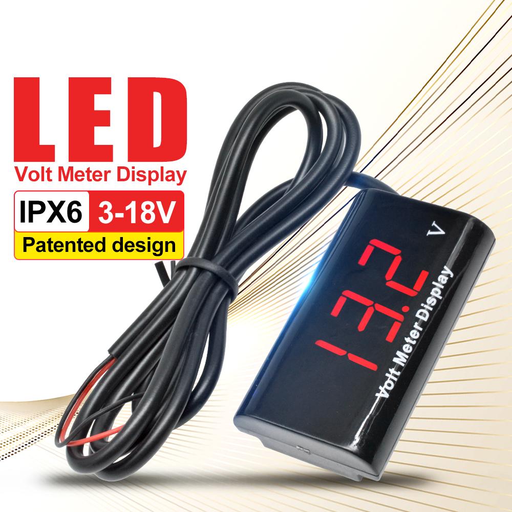 DC 8V-18V 0.56 inch Red Green Blue LED Digital Waterproof Voltmeter Voltage Tester Detector Voltmeter Motorcycle Car Battery
