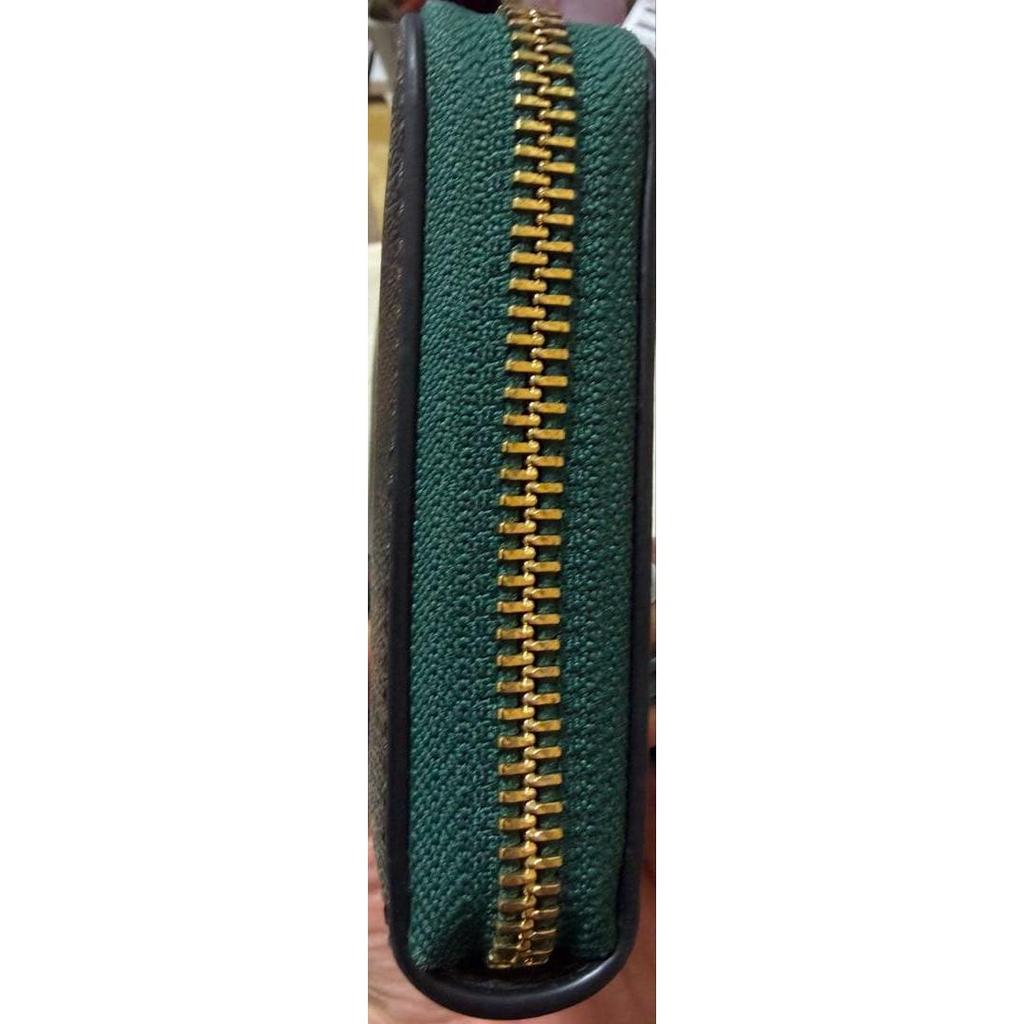 [Good condition] COACH long wallet signature brown x green with strap