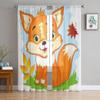 Cute Cartoon Fox In The Autumn Forest Sheer Curtains For Bedroom Living Room Tulle Curtains For Kitchen Window Voile Curtains