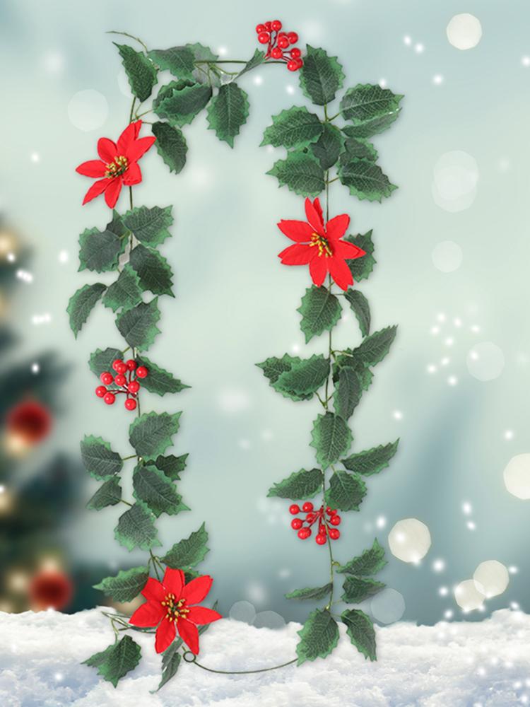 Christmas Holiday Art Garland Decorative Hanging Floral Garland Wall-Mounted Festival Theme for Front Door Tree Decoration