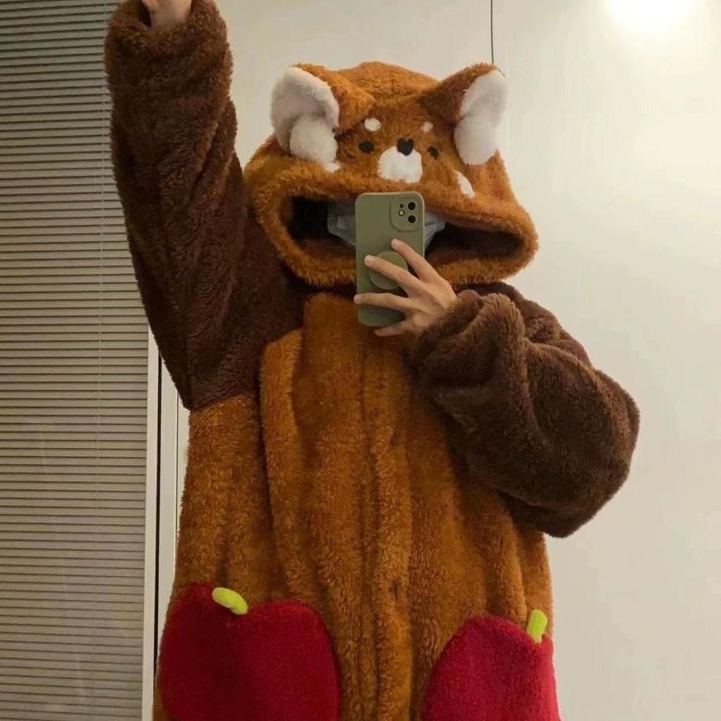 Пижама для взрослых с изображением енота, мультяшная пижама с изображением енота, кигуруми, костюмы для косплея на Хэллоуин, пижамный костюм для сна с животными, рождественская пижама