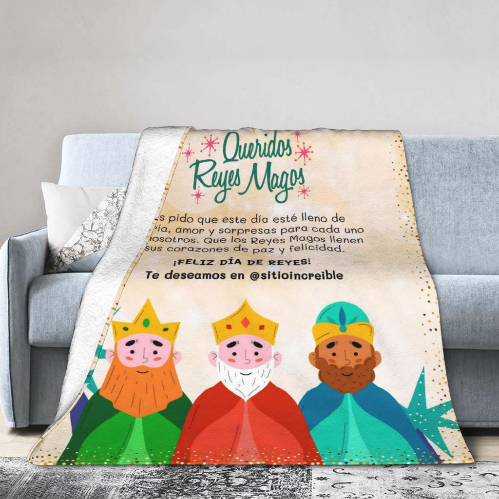 Día de los Reyes Magos Throw Blanket for Couch Fuzzy Soft Plush Blanket 50x60 Inches Multi-size Bedspread for All Seasons