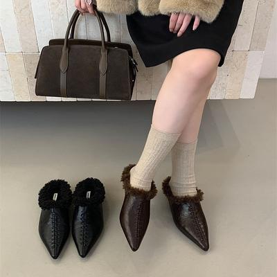 Xiaoxiangfeng черные туфли на высоком каблуке женские осень-зима 2025 новые остроносые плетеные женские туфли тонкий каблук темперамент V-образный вырез лодочки