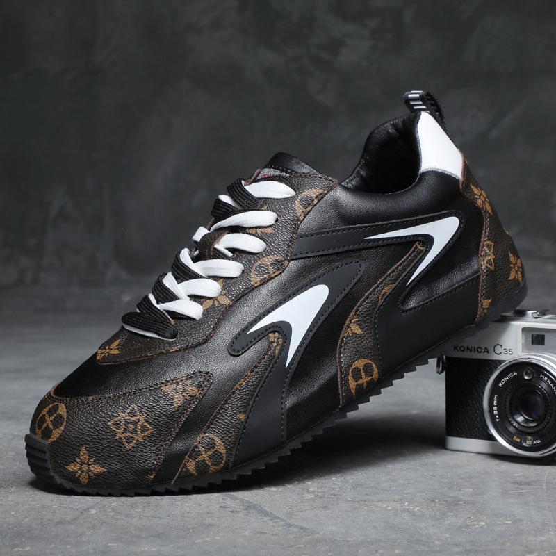 Летняя кожаная спортивная обувь, дышащая трендовая британская мужская обувь, повседневная универсальная обувь