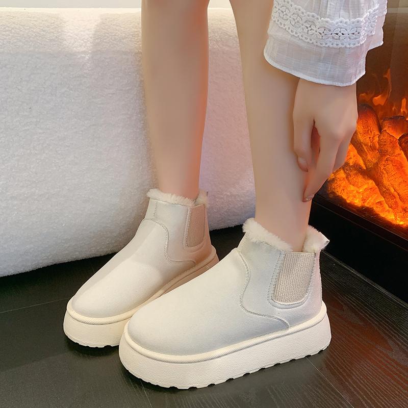Winter Boots Women New Rubber Thick Sole Ankle Boots for Outdoor Elevated Comfort Warm Walking Cotton Shoes Fashion Snow Boots