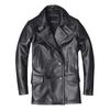 New Men's Genuine Leather Jacket Male Cowhide Overcoat Autumn Winter Business Coat Trench Style Double Breasted Clothes