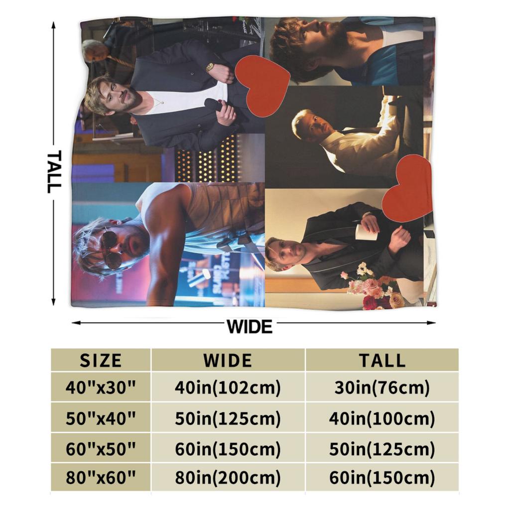 Ryan Gosling Collage Warm Soft Blanket Funny Travel Office Throw Blanket Couch Bed Flannel Bedspread Sofa Bed Cover