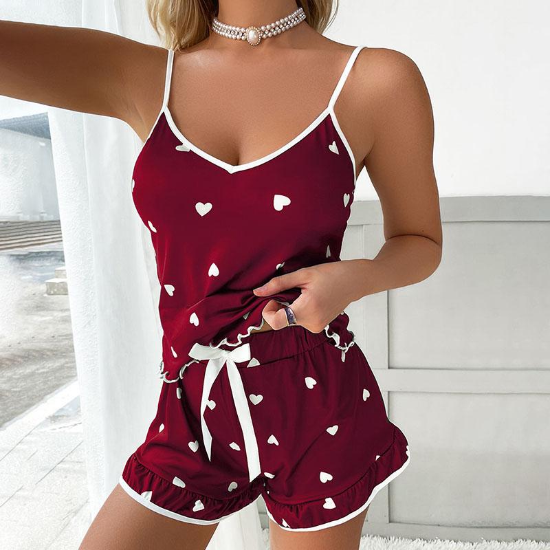 Women's Kawaii Backless Cooling Pajama Set Sexy Top & Shorts Suits Lady Comfortable Breathable Sleepwear Y2k