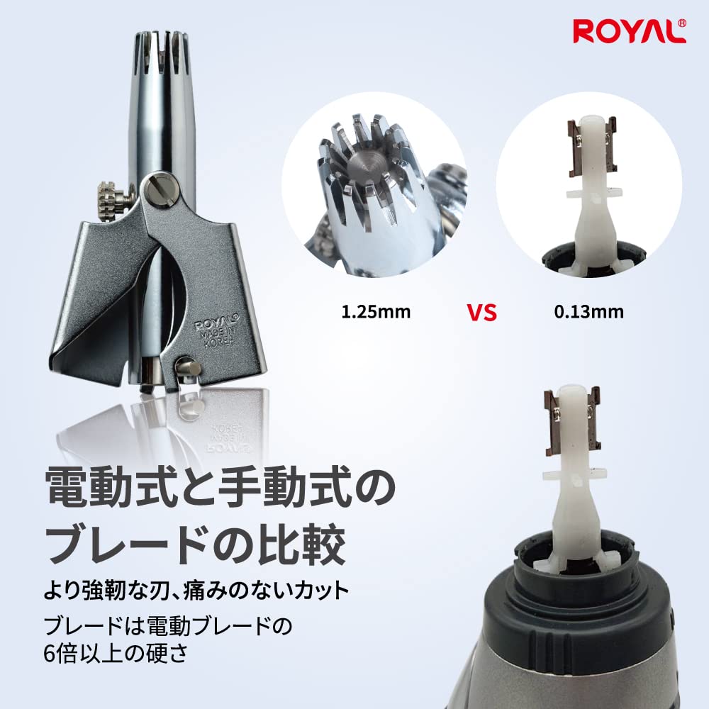 Royal Men's Nose Hair Trimmer "Birdie" Manual, Battery-Free, Waterproof, Painless, 12-Blade, 3D Blade, Patented Mechanism, ET-4