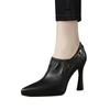 Fashion Ladies Shoes 2025 Casual Side Zip Women's High Heels Spring Fashion Belt Buckle Office Shoes Sexy Pointed Toe Thin Heels Women