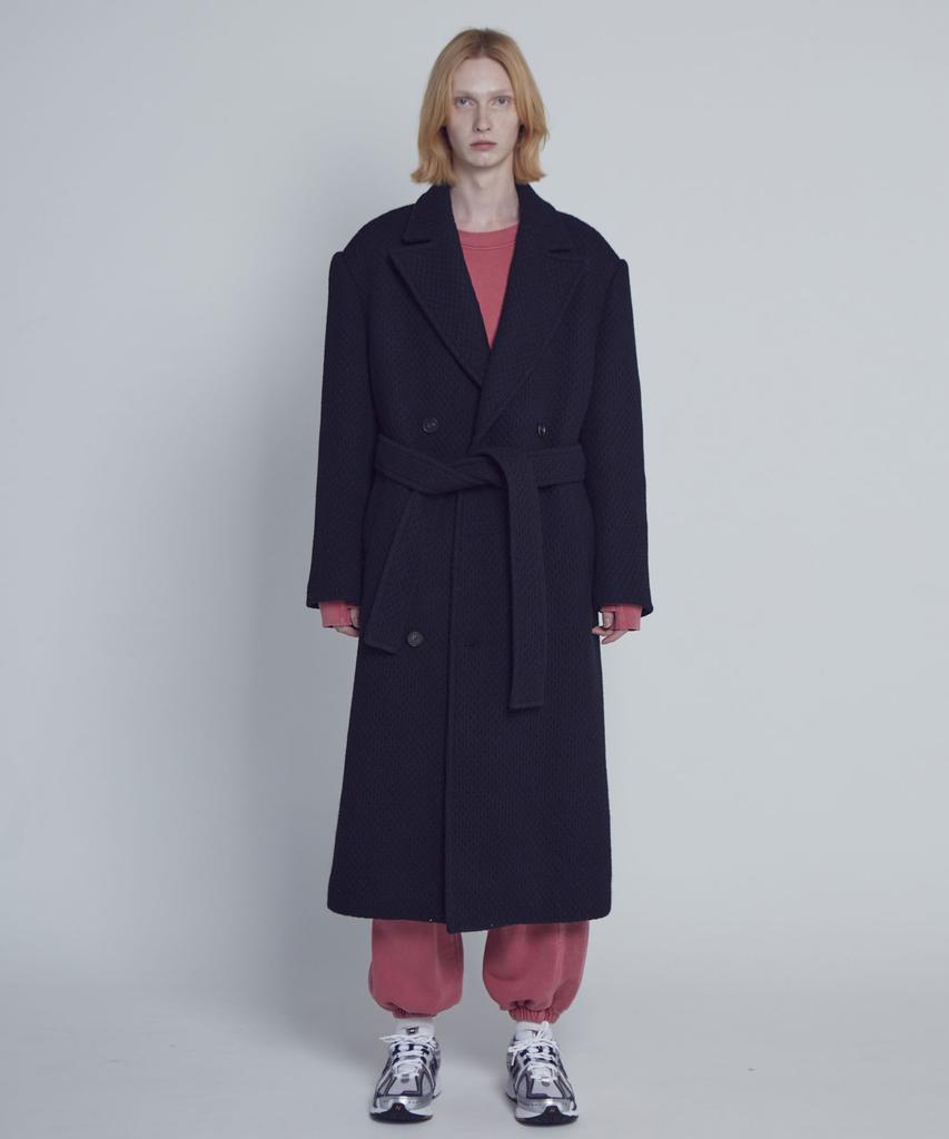 Moth Oversized Belted Double Coat_Black