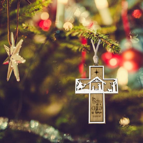 Yousheng Christian Nativity Ornaments Wooden Christmas Tree Religious Decorations Faithful Bible Verse Ornaments Christian Gifts