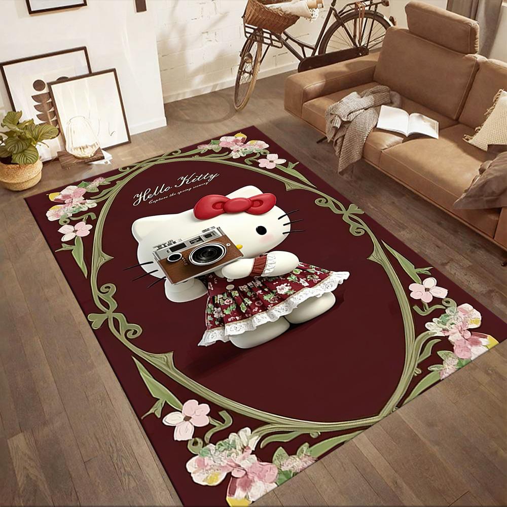 Leopard Print Hello Kitty Square rugs are a great choice for living rooms, bedrooms, home décor, and as gifts.