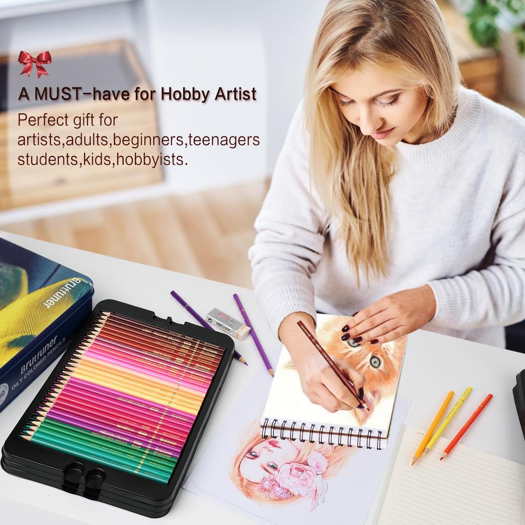 Colored Professional Colored Pencil Ideal for Coloring and for and Artists 180-Color Oil-Based Pencils, Soft-Core Set, Painting, Kids, Adults,