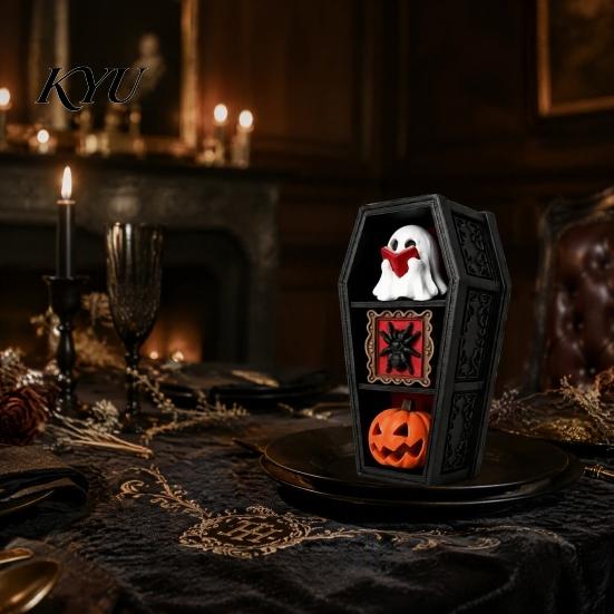 Creative Office Desk Decor Halloween Gothic Coffin-Shaped Fidget Clicker Toy, Mini Push Pop Sensory Toy with Unique Holiday Surprise Items Ghost
