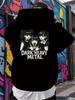 Dark Heavy Metal Graphic hoodie - Black Casual Pullover with Cartoon-Style Band Members Design