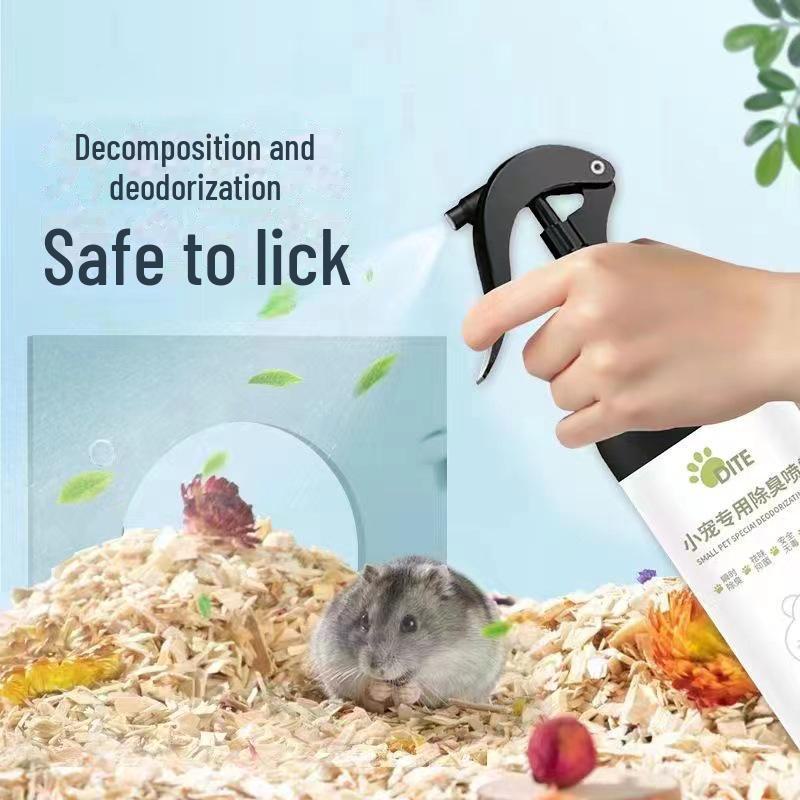 Антибактериальный дезодорирующий спрей для клеток хомяков, морских свинок и кроликов – нейтрализует запах мочи и освежает опилки