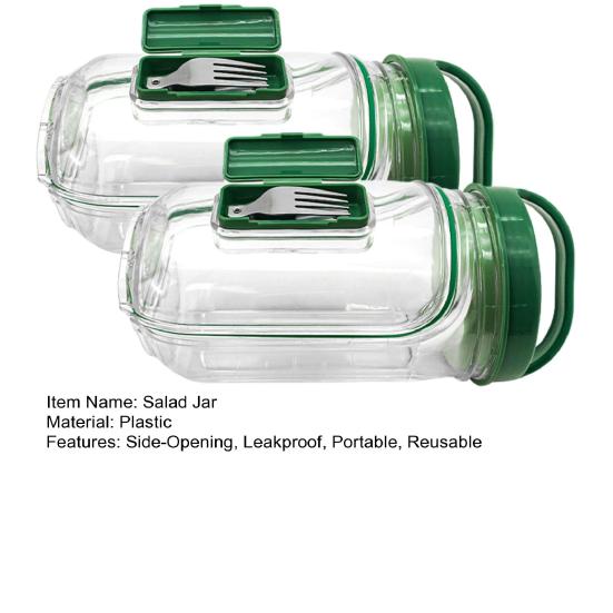 Салатница с боковым открыванием Пластиковый герметичный контейнер для салата с вилкой Портативный контейнер для еды для приготовления еды, путешествий, пикника на природе