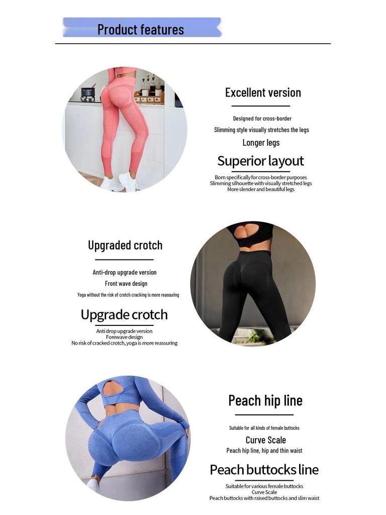 Европейский и американский бесшовный комплект для йоги с высокой посадкой - женский фитнес-костюм из двух частей