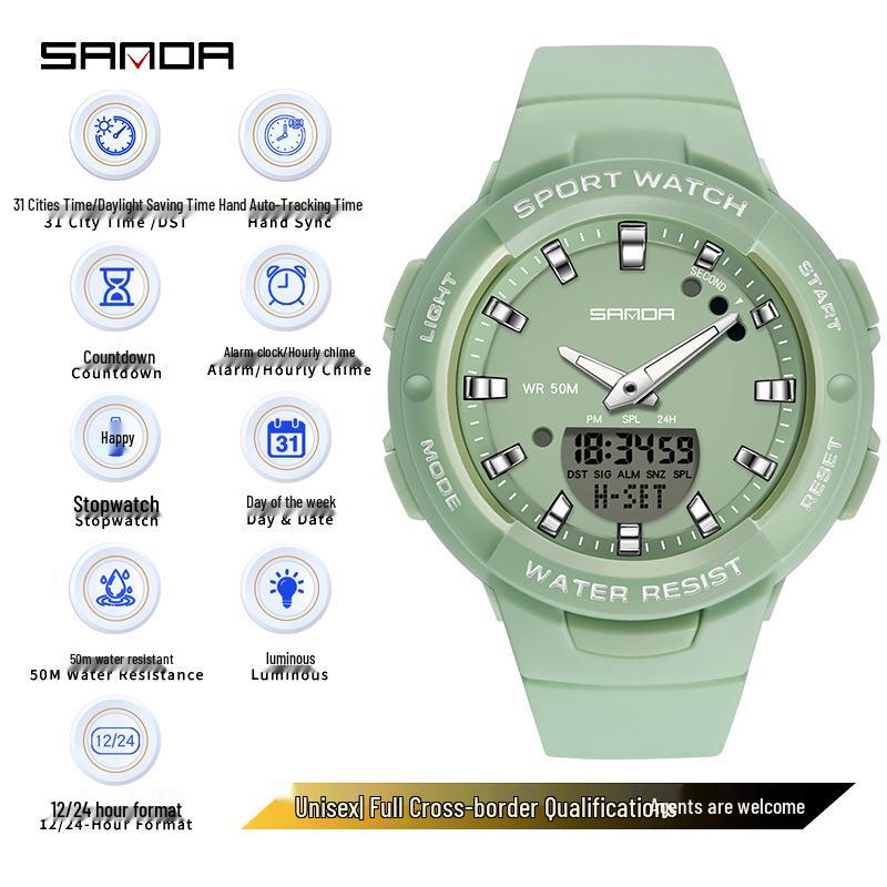 SANDA Водонепроницаемые повседневные наручные часы Dopamine Trend для мужчин и женщин