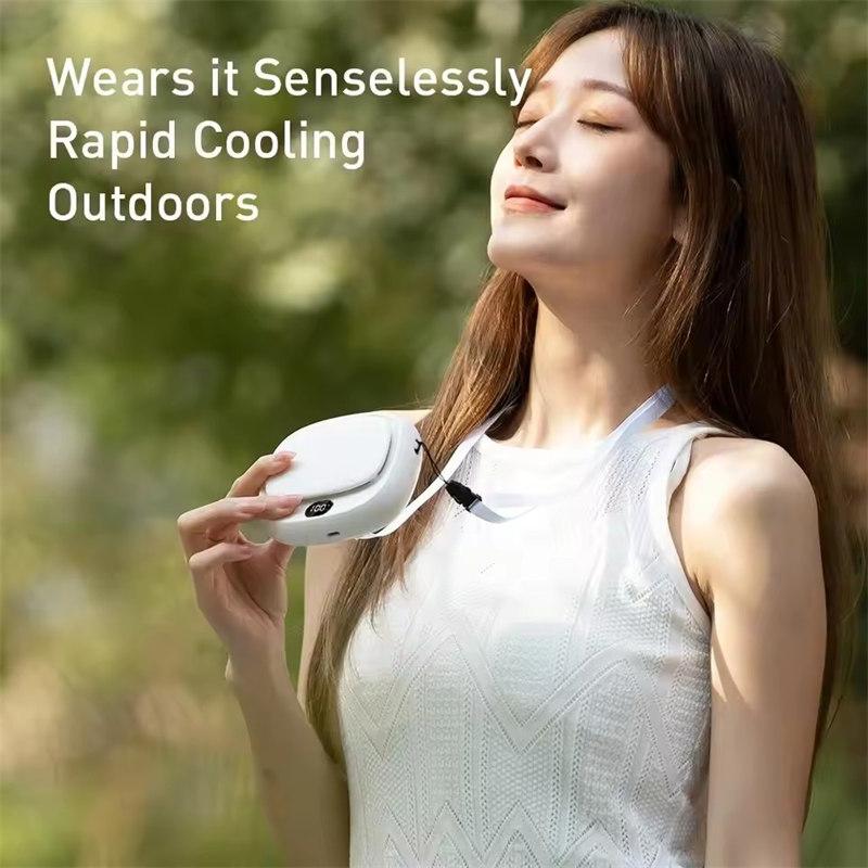 2025 Мини-ручной вентилятор 2000 мАч USB-перезаряжаемый шейный вентилятор, 5 скоростей с дисплеем, портативный охлаждающий вентилятор для дома, офиса и использования на улице