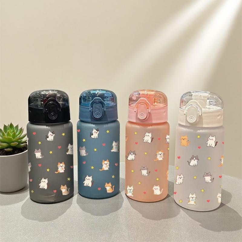 3D Full-Print Cute Cartoon Cat & Dog 550ML Water Bottles Fade-Resistant Bright Color Leakproof PVC-Free Durable Portable
