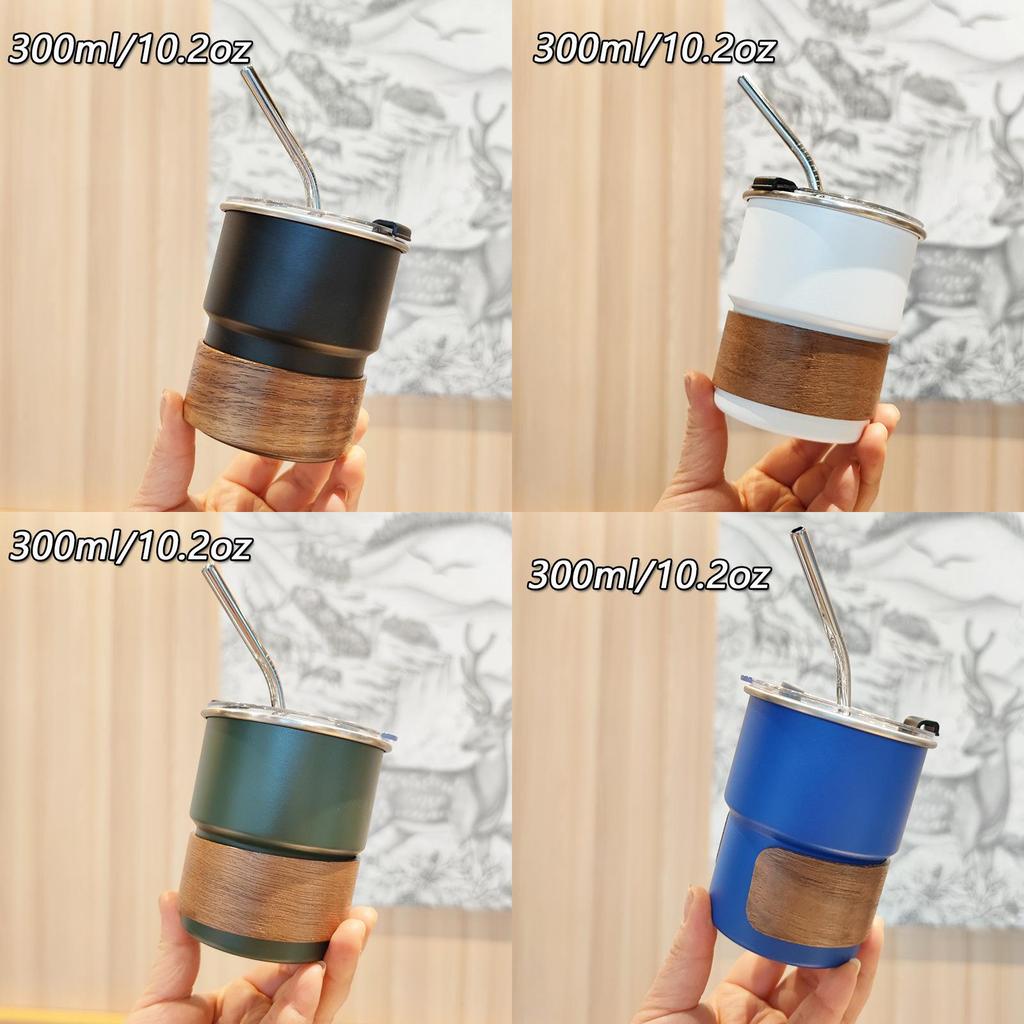 Portable Car Cup With Cover And Straw For Hiking And Travel 304 Stainless Steel