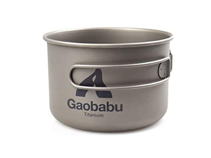 Gaobabu Titanium Pot SOLO 800 Lid and Thick Mesh with Draining Holes and Memory Function (with Bag) Titanium, Lightweight, Compact, Durable,