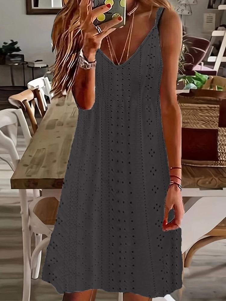 2024 Elegant European American Women Hollow Jacquard Dress