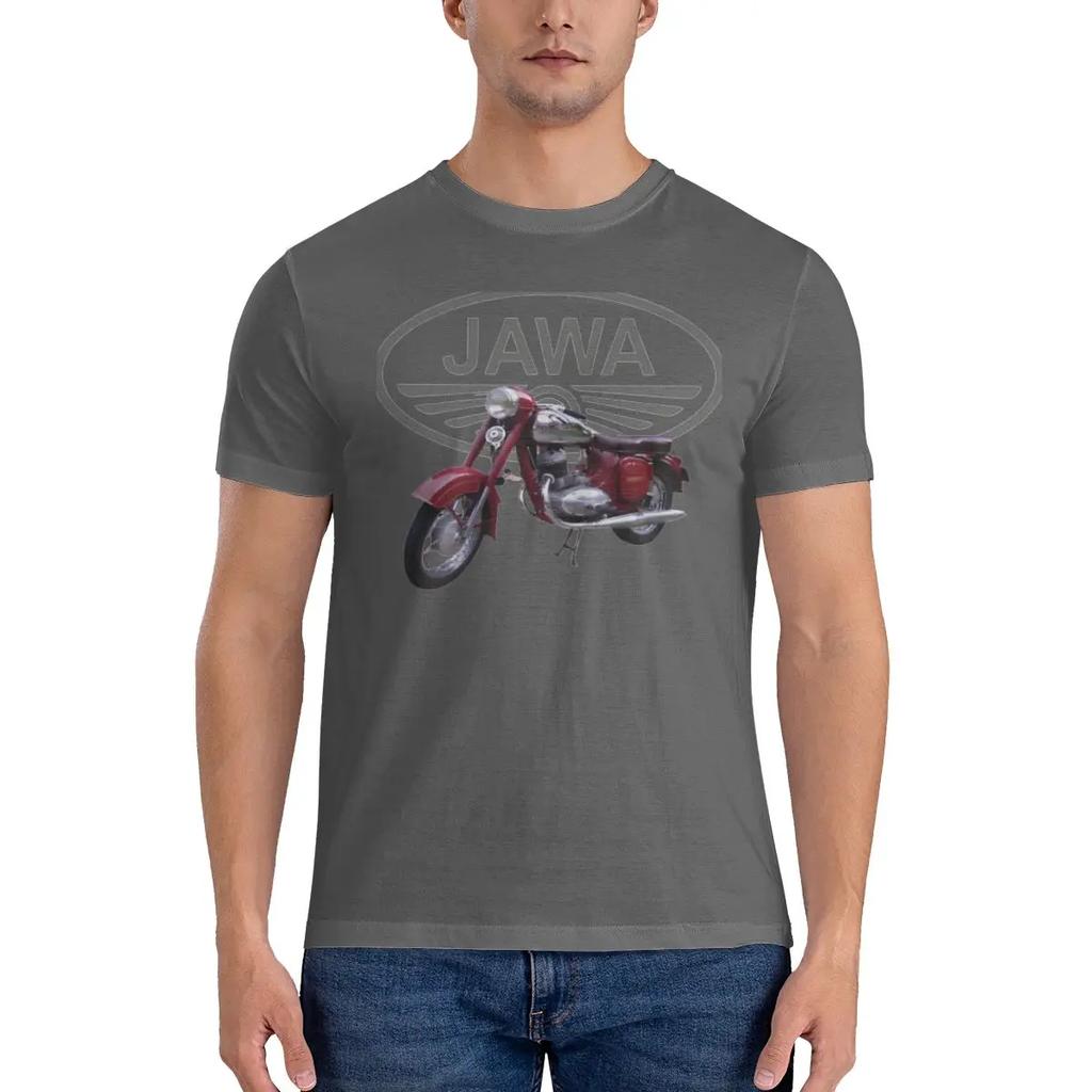 Мужская футболка Мотоцикл Jawa Moto Креативные футболки Короткий рукав Круглый вырез Хлопок Взрослые Топы