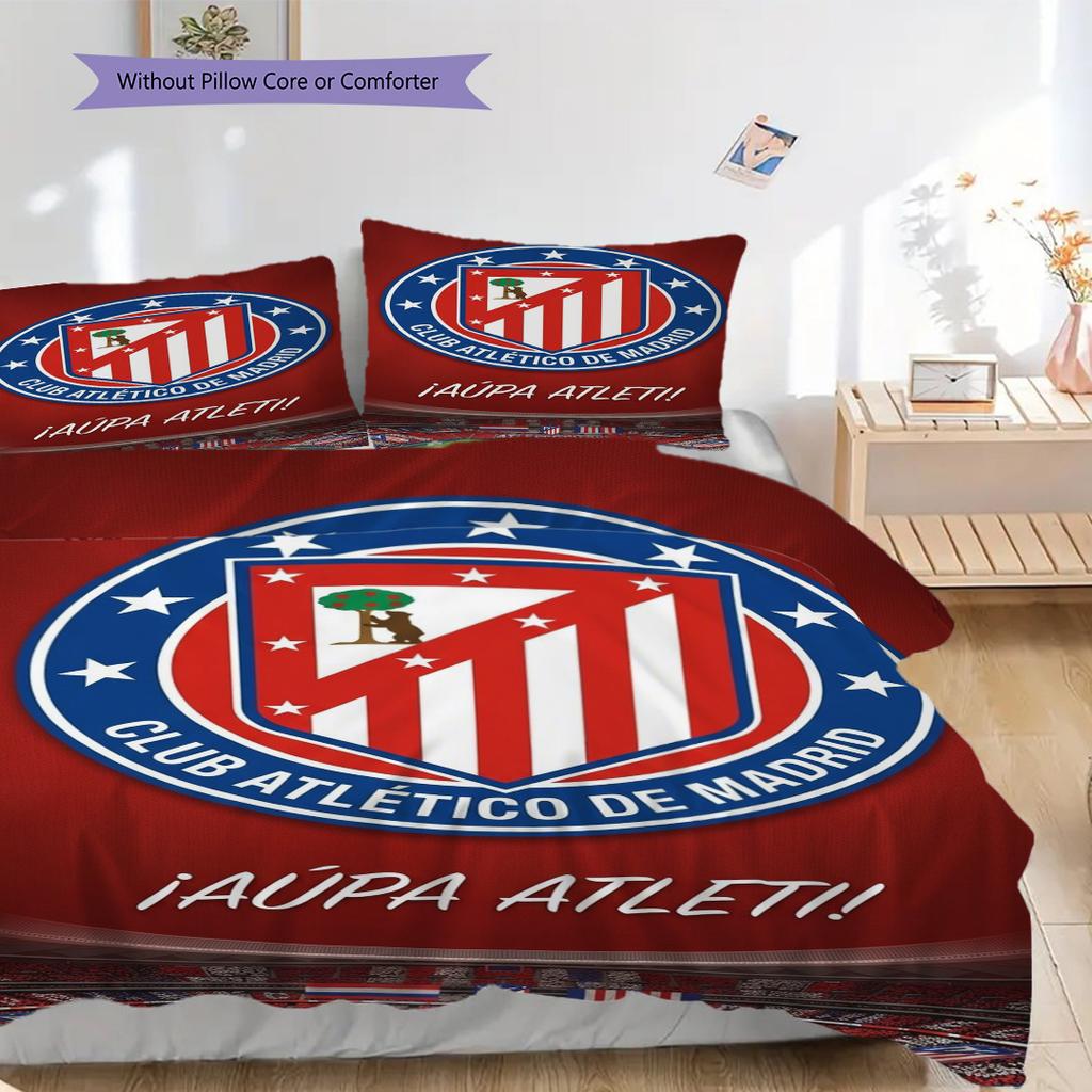 Vibrant Atlético Madrid Emblem Design Bedding (1 * duvet cover + 2 * pillowcase, without core) Christmas birthday gift Duvet cover and pillowcase