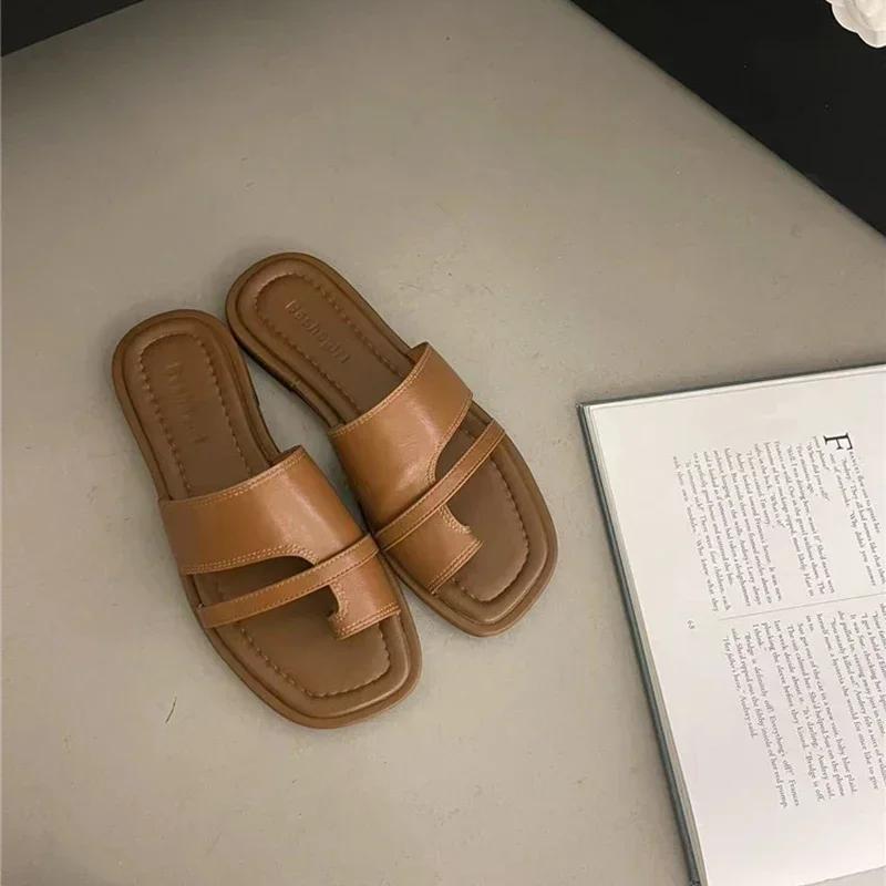 2024 Летние женские тапочки-гладиаторы, модные элегантные туфли на плоской подошве с застежкой-молнией, женские повседневные пляжные шлепанцы, сандалии