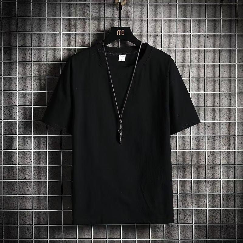 Мужская летняя модная свободная однотонная футболка из хлопка и льна с короткими рукавами