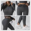 Women's Seamless Fitness Yoga Set: Zipper Long-Sleeve Top & Drawstring Hip-Lifting Trousers