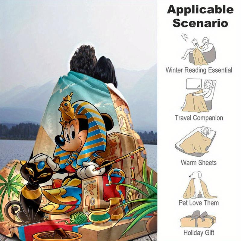 1 шт., Египетский Микки Маус, Декор для дома, Подарок: Уютное фланелевое одеяло для спальни, гостиной, путешествий, кемпинга, автомобиля