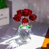 Clear Base Mini Glass Flower Sculpture Handcraft Artificial Flower Figurine  Valentine's Day