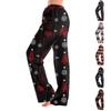Womens Pajama Pants Sleepwear Casual Drawstring Elastic Waist Pants Comfy Straight Yoga Loose Trousers