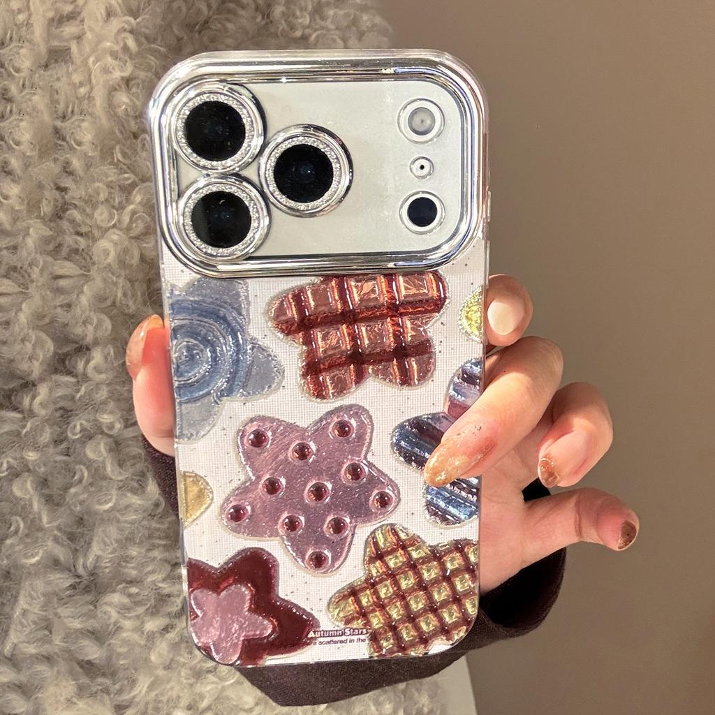 Colorful graffiti checkered stars suitable for Apple devices17promax Phone case15Glitter iphone16Electroplating13Hard