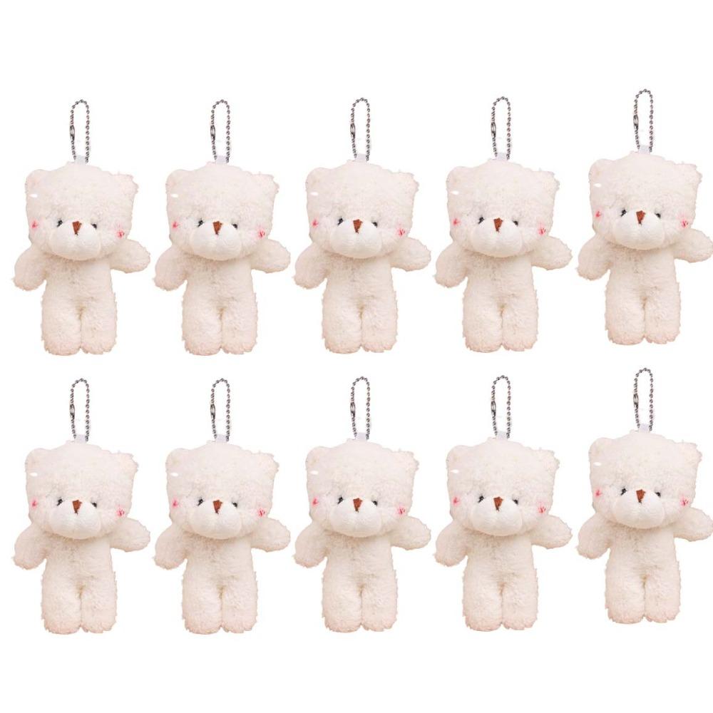 10Pcs Stuffed White Bear Plush Keychain Cartoon Animal Bear Plush Dolls Little Bear Plush Toy  Kids