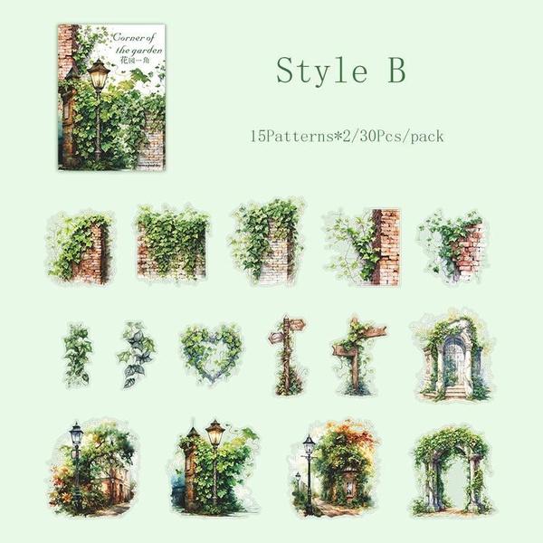 Серия наклеек «Садовый уголок» - 30 штук природы, подсолнухов и уютных интерьеров для ведения дневника и DIY-проектов