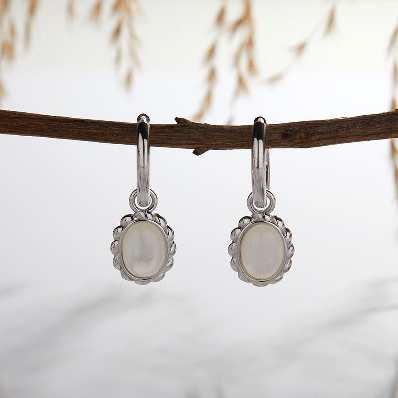 S925 Sterling Silver Natural Blue Gold Tiger Eye Malachite White Shell Color Necklace Light Luxury Multi-Colored Gemstone Pendant Collarbone Chain