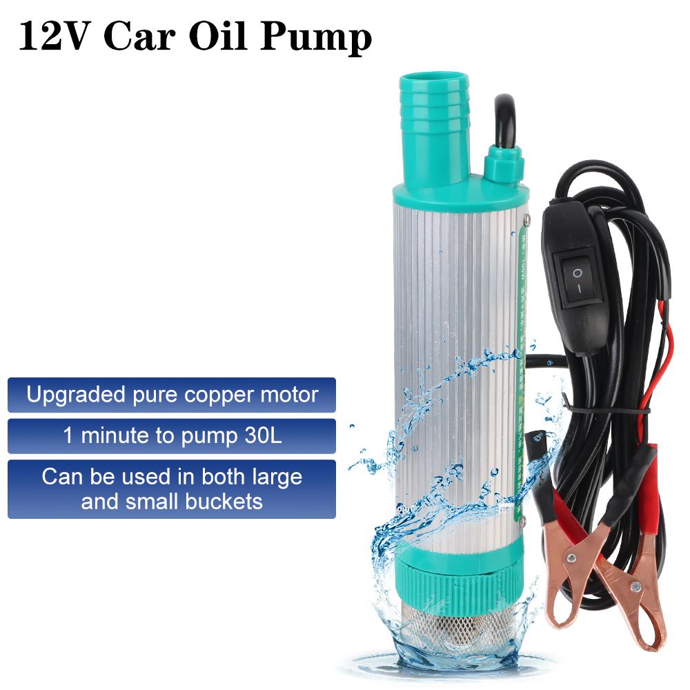 Автомобильный электрический насос постоянного тока Мини для перекачки дизельного топлива, масла, воды Погружной 30 л/мин Перекачка топлива Корпус из алюминиевого сплава 12 В