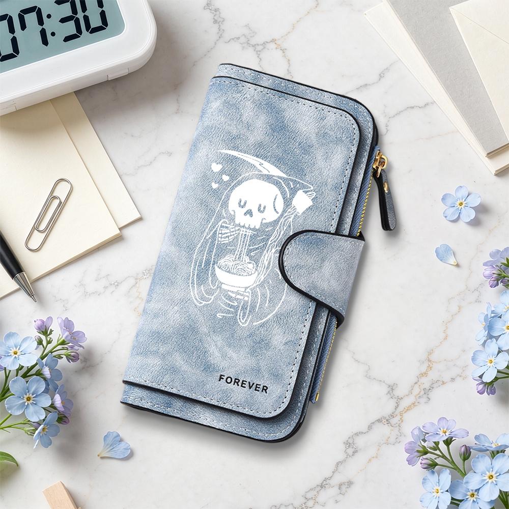 Grim Reaper Pattern Long Wallet Casual Portable Card Holder Fashion Daily Purse