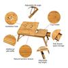 Регулируемый бамбуковый стол для ноутбука с эффектом охлаждения вентилятором, откидной верхний ящик, складной прикроватный столик