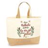 Tote bag en jute - PLANETEE - Sac jute Nathalie «la vie est plus jolie» - Multicolore - Jute naturel - Porté épaule