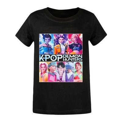 K-pop Охотники на демонов Детская одежда Модная мультяшная футболка Смешная футболка с коротким рукавом Y2K Топы для мальчиков и девочек Манга-футболка