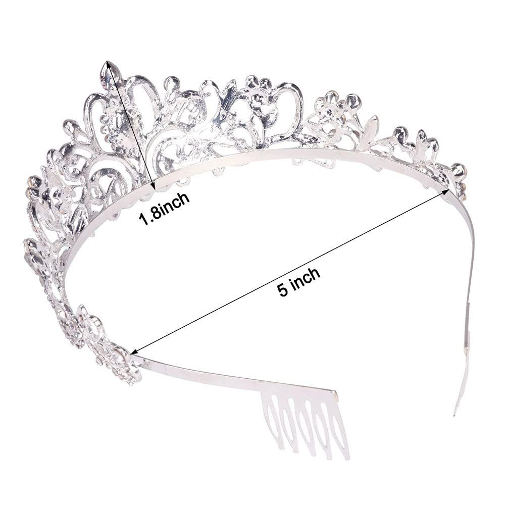 Bridal Hair Accessories Princess Rhinestone Crown with Combs Crystal Headband Silver Tiara Crown
