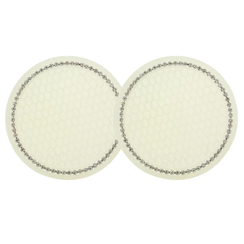 Блестящие стразы Автомобильная подставка под стакан Нескользящие вставки Подставки Коврики с флуоресцентной подсветкой для женщин девушек Декор салона автомобиля