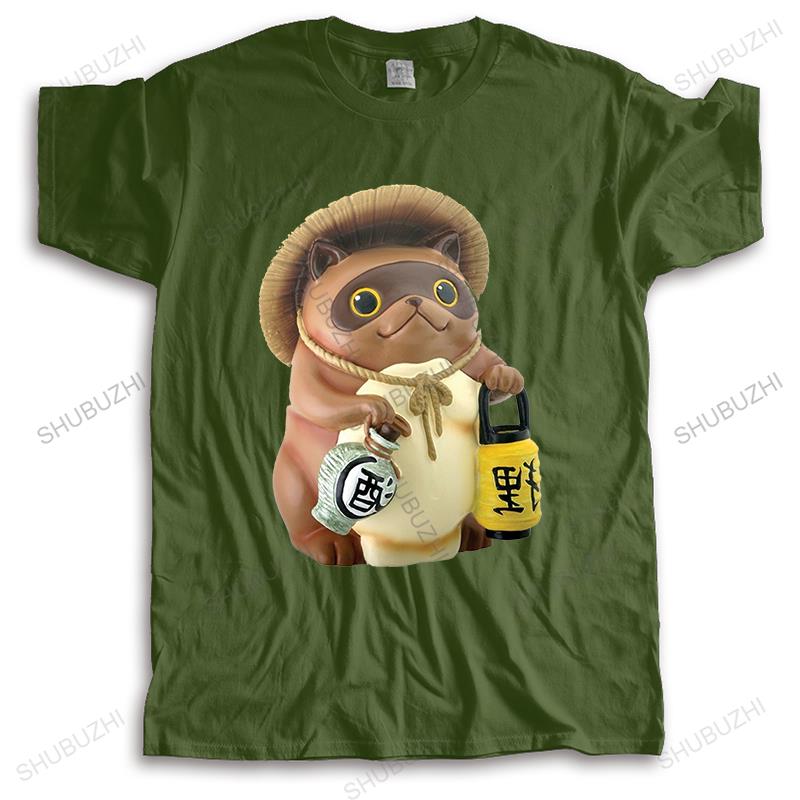 New fashion Male shubuhzi Black Tshirt loose tops Japanese Raccoon Dog Tanuki Mujina Anime Manga Cute unisex casual teeshirt