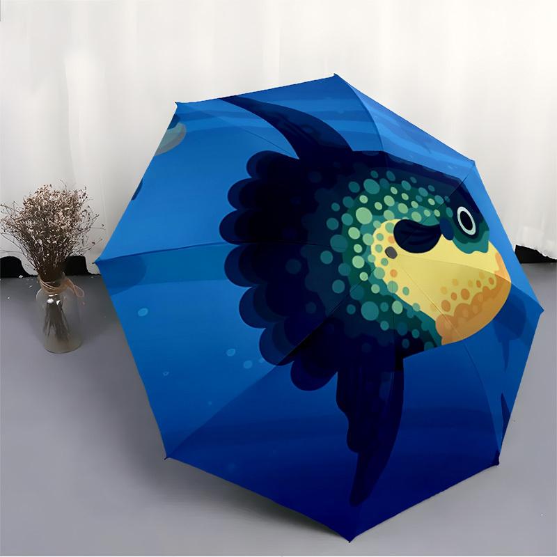 1PC Oceanic Sunfish Mola Mola Automatic Folding Umbrella Portable Collapsible 8-Rib Umbrella for All Seasons, Casual Outdoor Accessory, A47